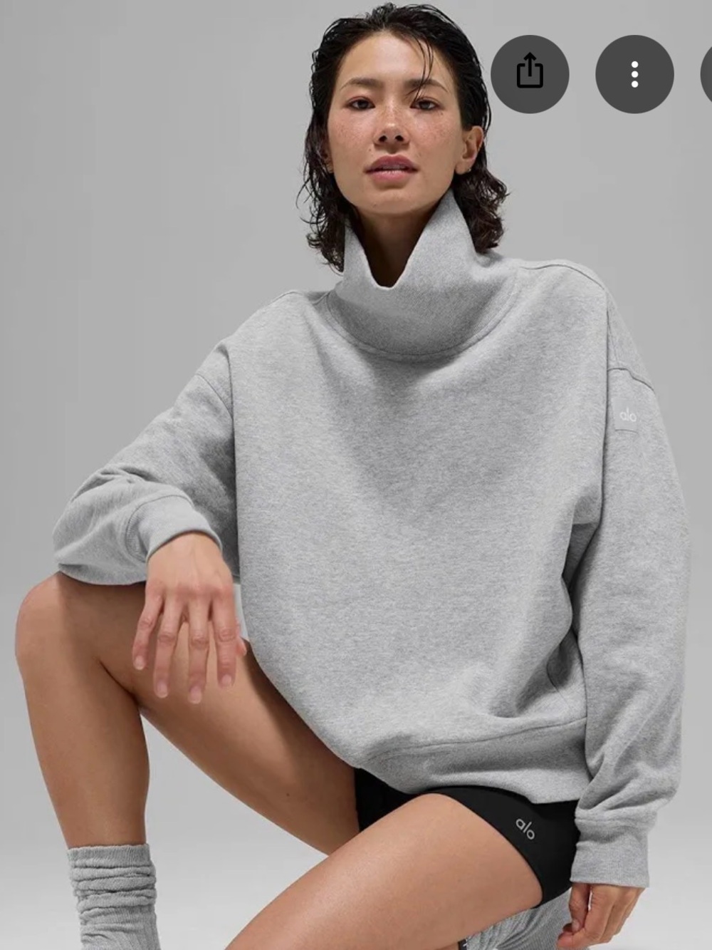 Alo Hazy Mock Neck Pullover Athletic Heather Gray Small